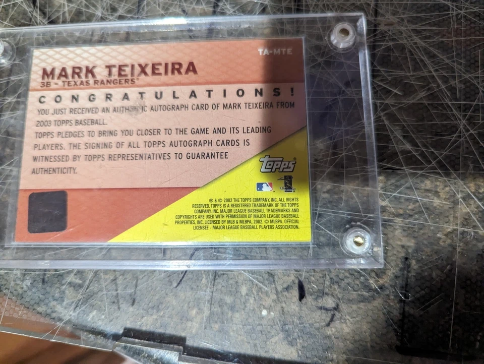 2003 TOPPS Certified Issue MARK TEIXEIRA  Auto #TA-MTE On Card Auto Rangers - Image 2 of 3