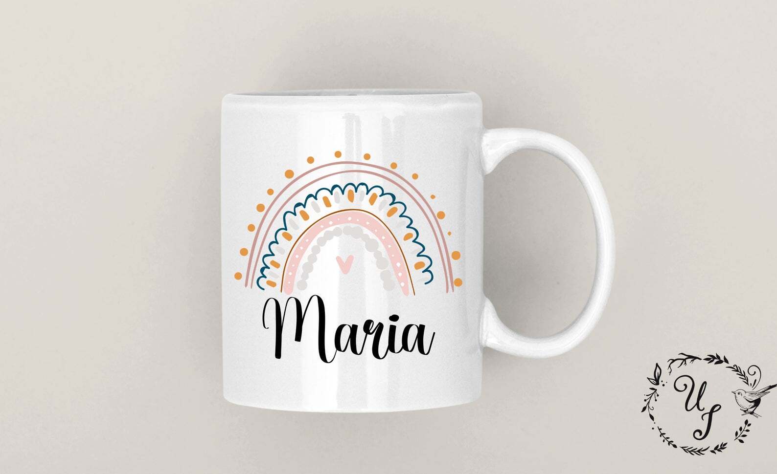 Personalised Rainbow Mug Custom Name Ceramic Mug With Rainbow Cute Mug For Girls