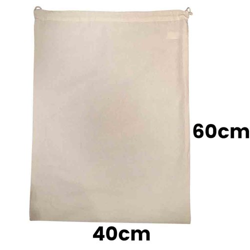 Large Calico Bag Tote Calico Drawstring Bag 145gsm Eco Bag S12 H60 x W40cm - Picture 2 of 3