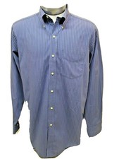 TOMMY HILFIGER MEN'S LONG SLEEVE SHIRT size L 16 34-35 Very nice Blue pin strip