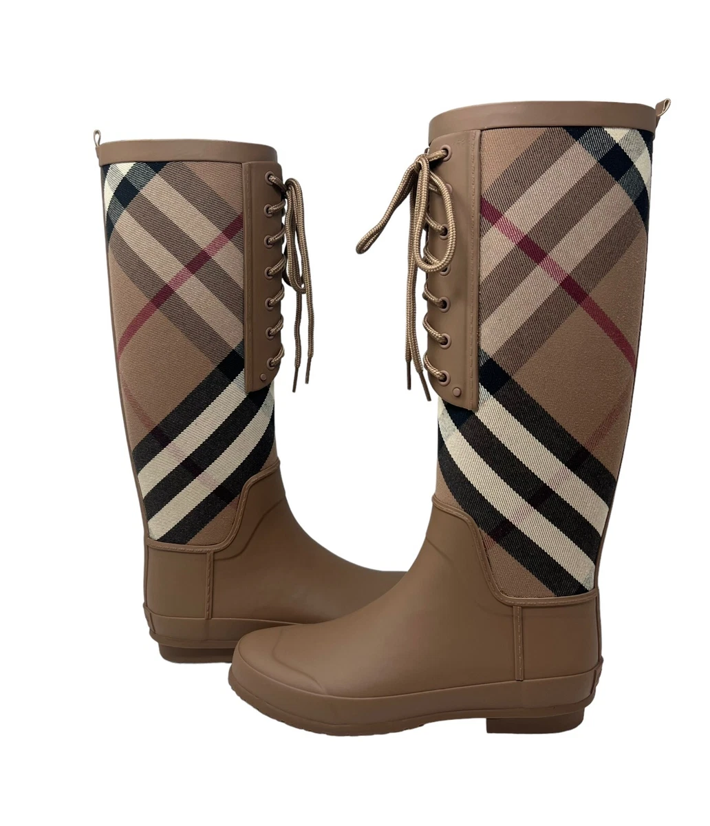 Burberry 'house Check' Rain Boots in Natural