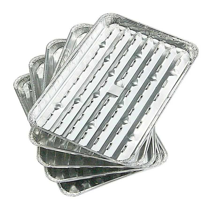 Alu-Grillpfannen 5er-Set Grillschale Grillrost Grillpfanne Grillkorb Gemüsekorb - Bild 1 von 2