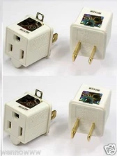 2 Prong to 3 Prong AC Power Outlet Grounding Adapter tap plug UL grounded 4pcs