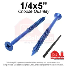1/4x5" Flat Head Phillips Piercing Point Concrete Screws Masonry Blue
