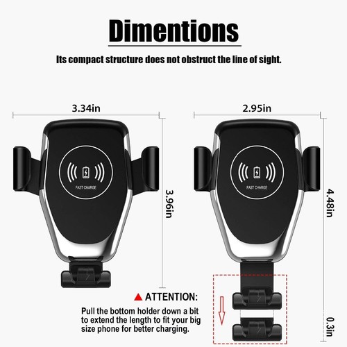 Fast Wireless Car Charger Mount Gravity Car Holder For iPhone 14 13 Pro 12 XS XR - Picture 9 of 11