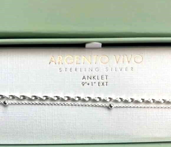 Sterling Silver Box Chain Two-strand Bracelet with Beads Adjustable Length Sterling Silver Box Chain Two-strand Bracelet with Beads Adjustable Length