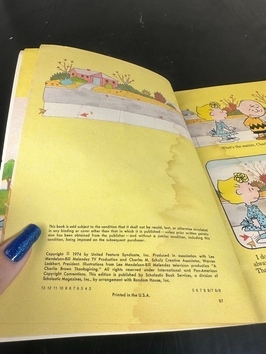 VTG 1974 Original A Charlie Brown Thanksgiving Book Holiday