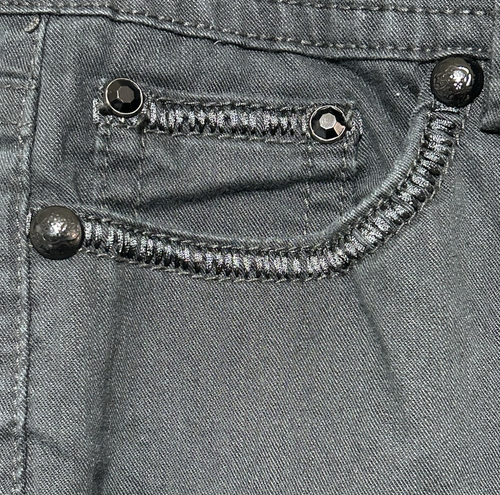 Code Bleu Annette Stretch Denim Capri Jeans Women's Sz 12/25 Embellished Pockets - Picture 8 of 16