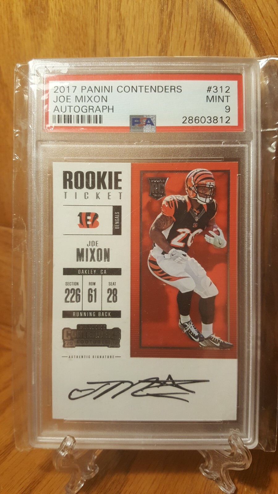 2017 Panini Contenders Football Joe Mixon Bengals SP Auto RC #312 PSA 9 Mint