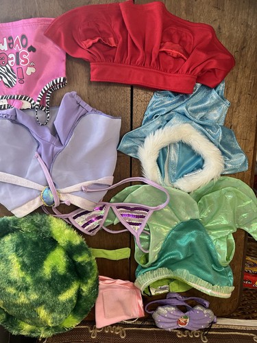 Build A Bear Clothing Lot - Disney Princess, Ariel, Elsa Jasmine, Turtle Back