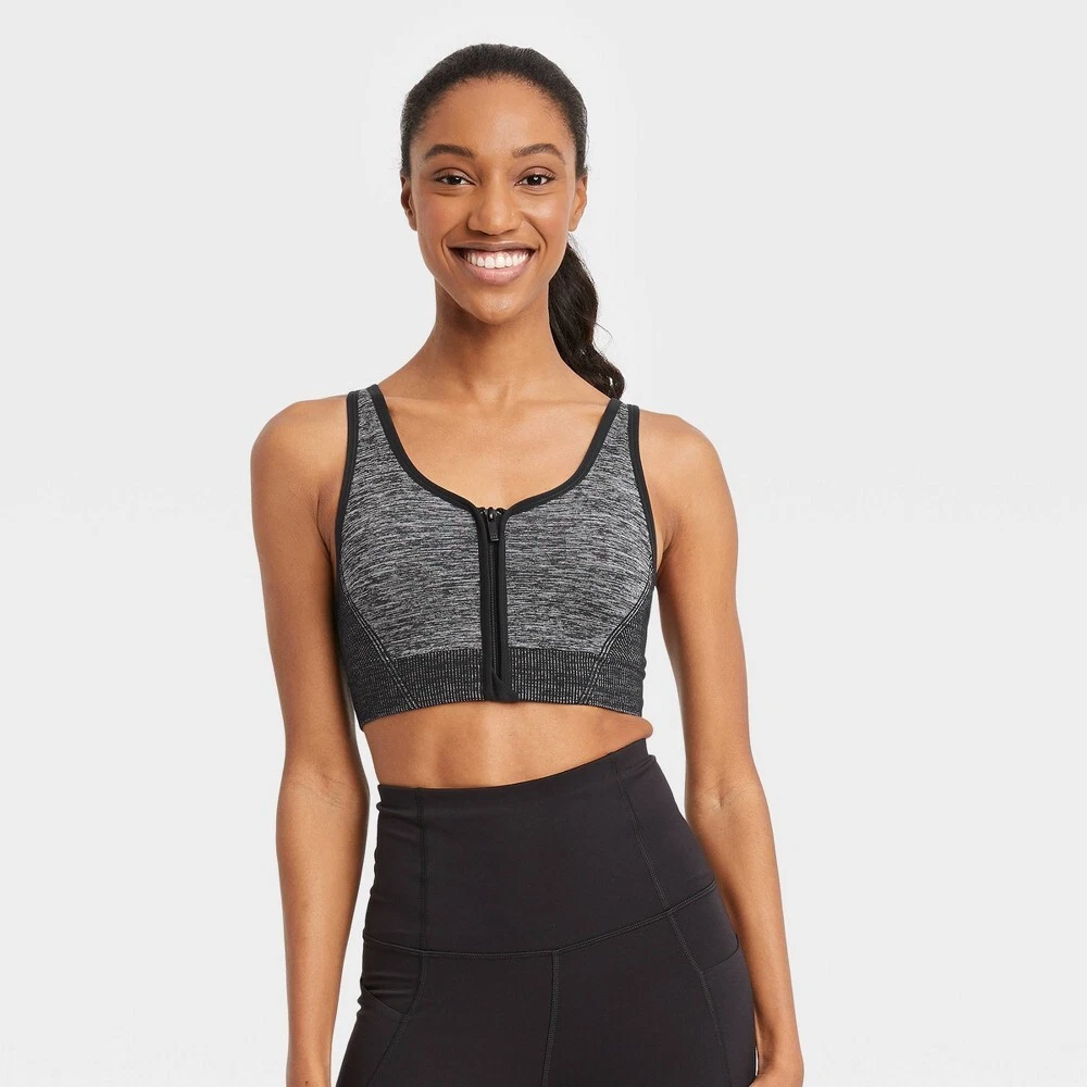 Women's Medium Support Seamless Zip-Front Sports Bra All in Motion