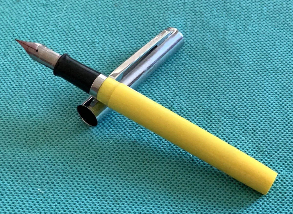 Vtg Sheaffer Original Yellow Fountain Pen with F Nib Made in USA