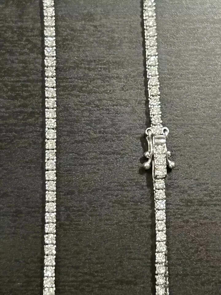 14K White Gold Plated Women's Tennis Necklace 18" 3MM Round Lab Created Diamond - Image 3 of 3