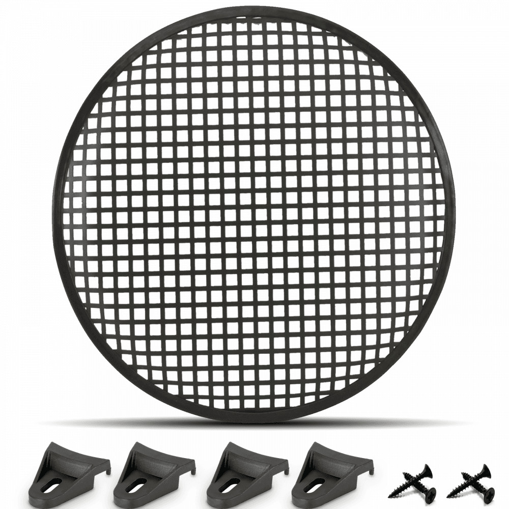UKDJ Black Metal Mesh Speaker Grille 12"" Rubber Surround Inc 4 Clamps & Screws
