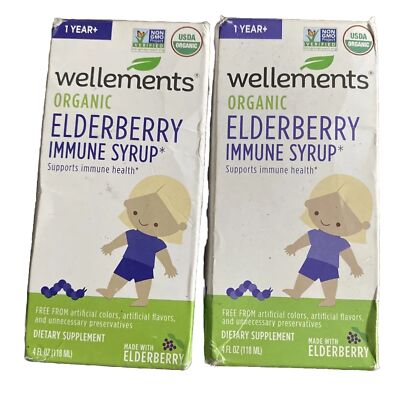 WELLEMENTS Organic Elderberry Immune Syrup Supplement 4 Oz Lot Of 2