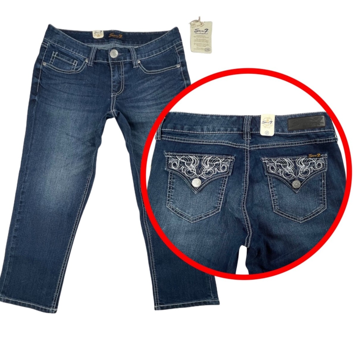 Seven7 | Jeans | Seven Plus Size Breezy Crop Cuffed Stretch Capri Jeans Sz 8