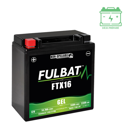 Batterie FTX16 Fulbat 12V 14Ah au gel sans entretien activée d'usine
