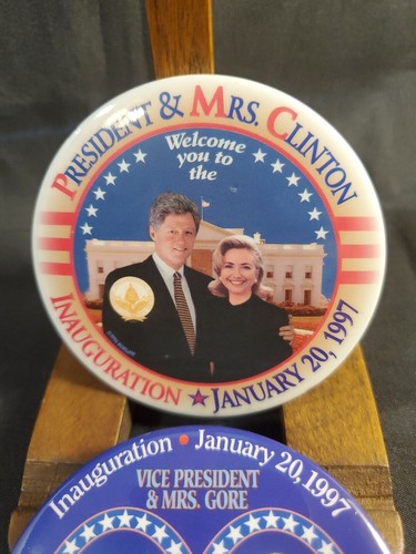1997 Presidential Inauguration Buttons First Family Hillary Bill Clinton Al Gore - Picture 2 of 7
