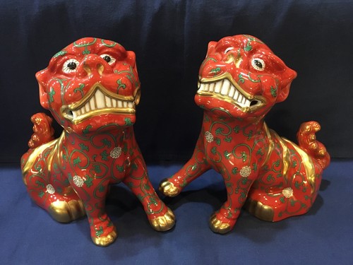 Herend Pair Of Foo Dogs Red Dynasty G SIANG ROUGE G D LL EBay