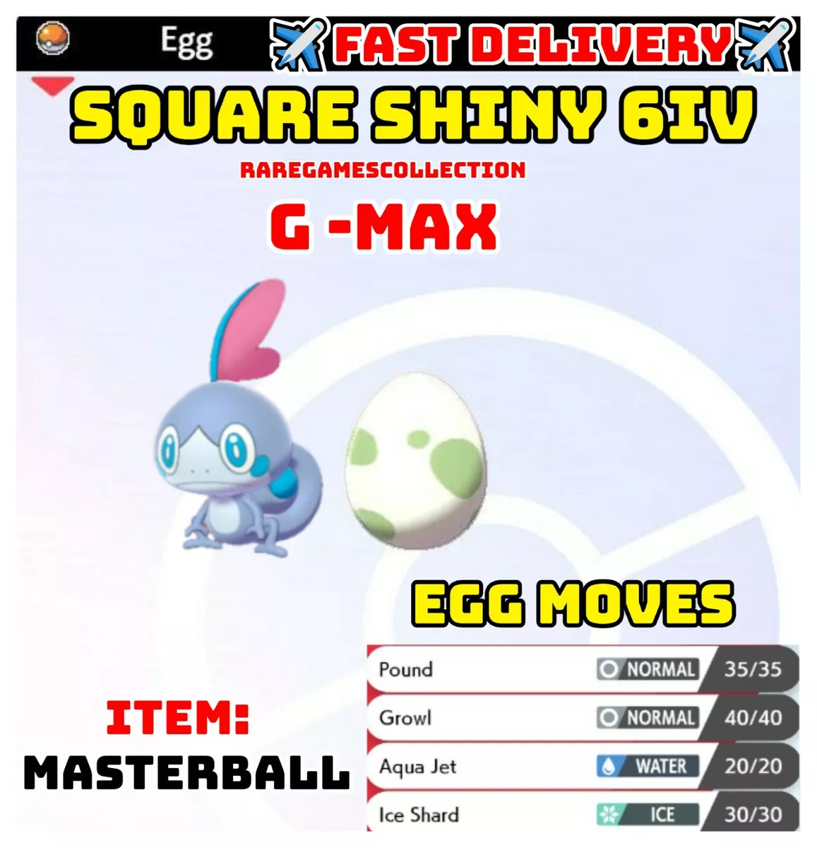 6IV Shiny Sobble Pokemon Sword and Shield Fast Trade 