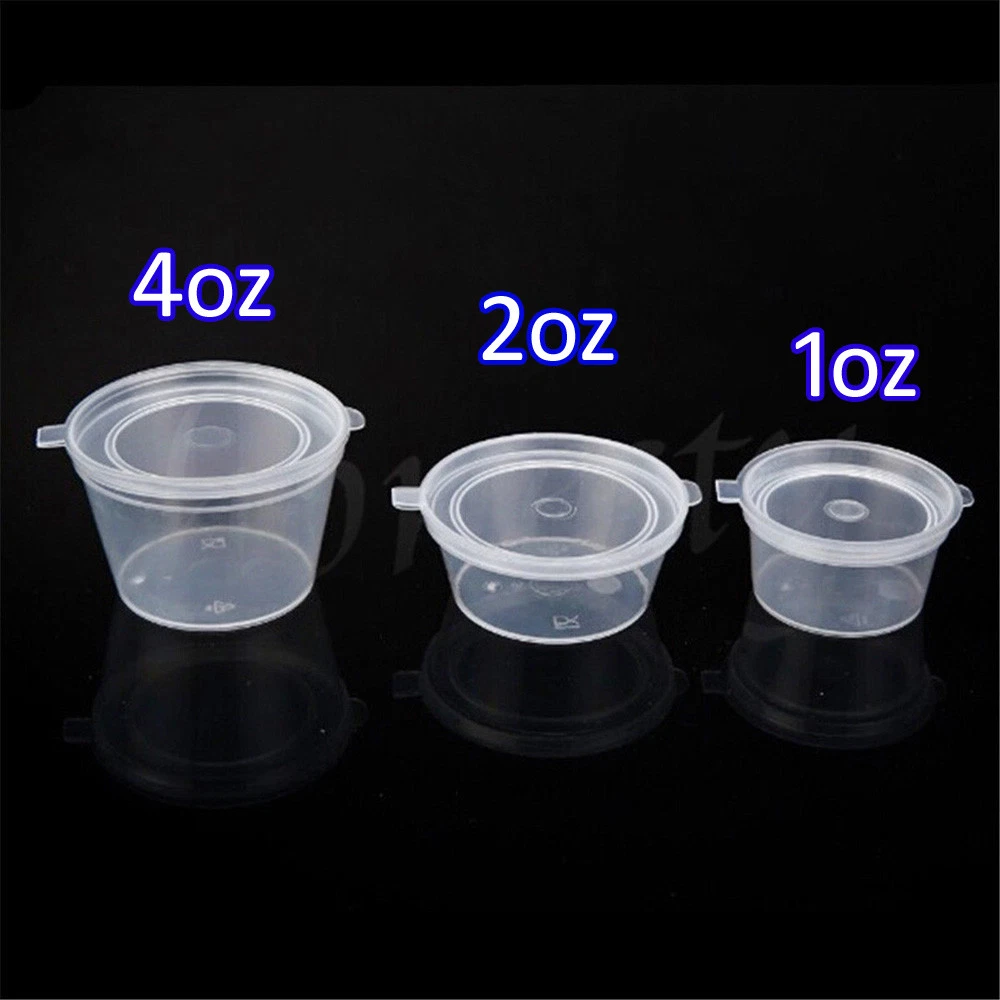 2oz Clear PP Plastic Attached Lid Containers (Clear Attached Cap) - Clear