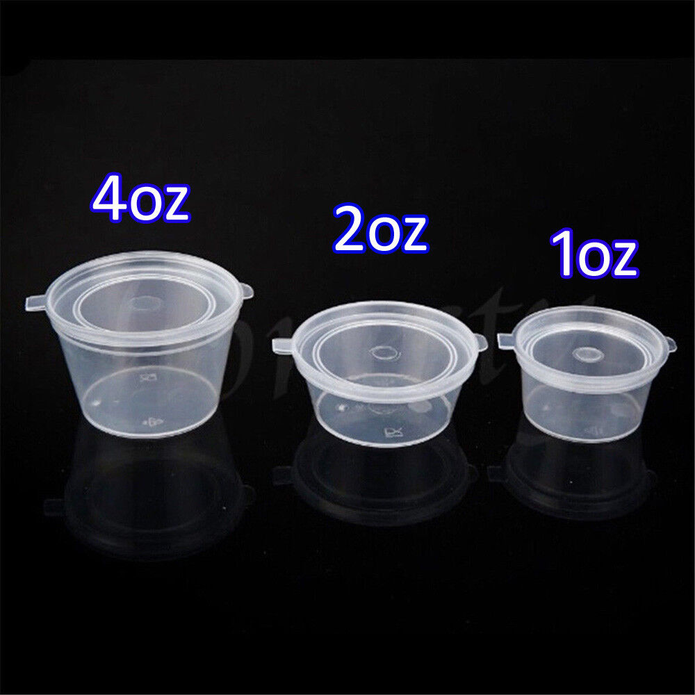 1oz 2oz 4oz Clear Plastic Containers Tubs with Attached Lids Food Safe  Takeaway