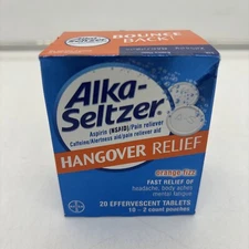 Alka-Seltzer Hangover Relief Effervescent Tablets ORANGE Fizz Flavor - 20 count
