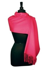 Large écharpe, étole, châle rose fushia cachemire  laine top qualité