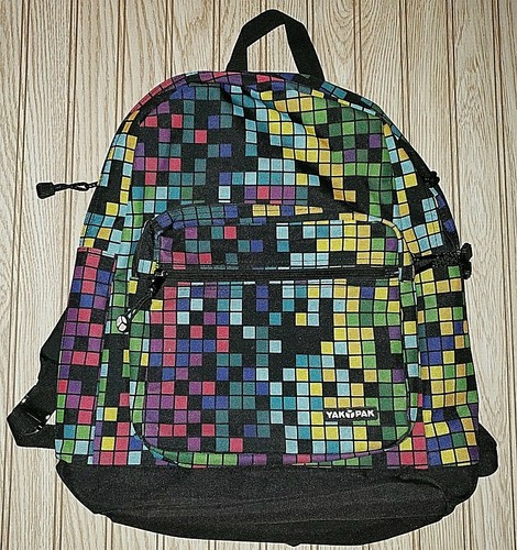 Yak Pak Checkered Multi Colored Colorful Squares Rainbow Backpack Student Straps Ebay