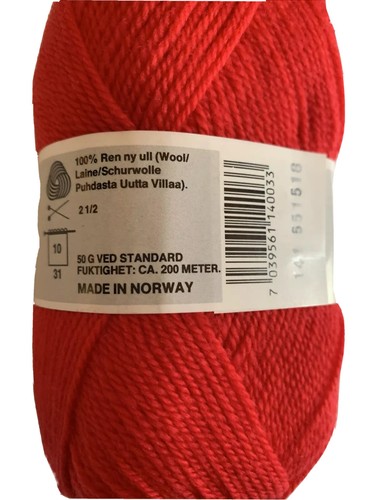7 Skeins Lanett Superwash 100% Hilo de Lana Merino Rojo Nuevo Hecho en Noruega - Imagen 6 de 12