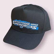 Vintage AMP’d Mobile World Supercross Motocross Dirt Bike Hat 90s Black