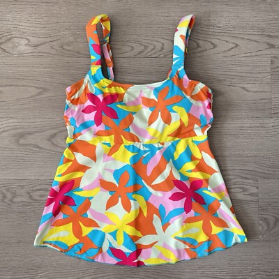 Lands End Retro Floral Scoop Tankini Tankini Size S Babydoll Flowy Bottom Resort