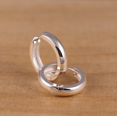 925 Sterlingsilber 17 mm x 3 mm Einfach Huggie Hoop Ohrringe Herren Damen Geschenkbox
