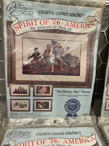 Vintage Paragon Crewel Stickpackung Spirit 76 Minuten Männer amerikanische Geschichte neu aus altem Lagerbestand - Bild 2 von 9