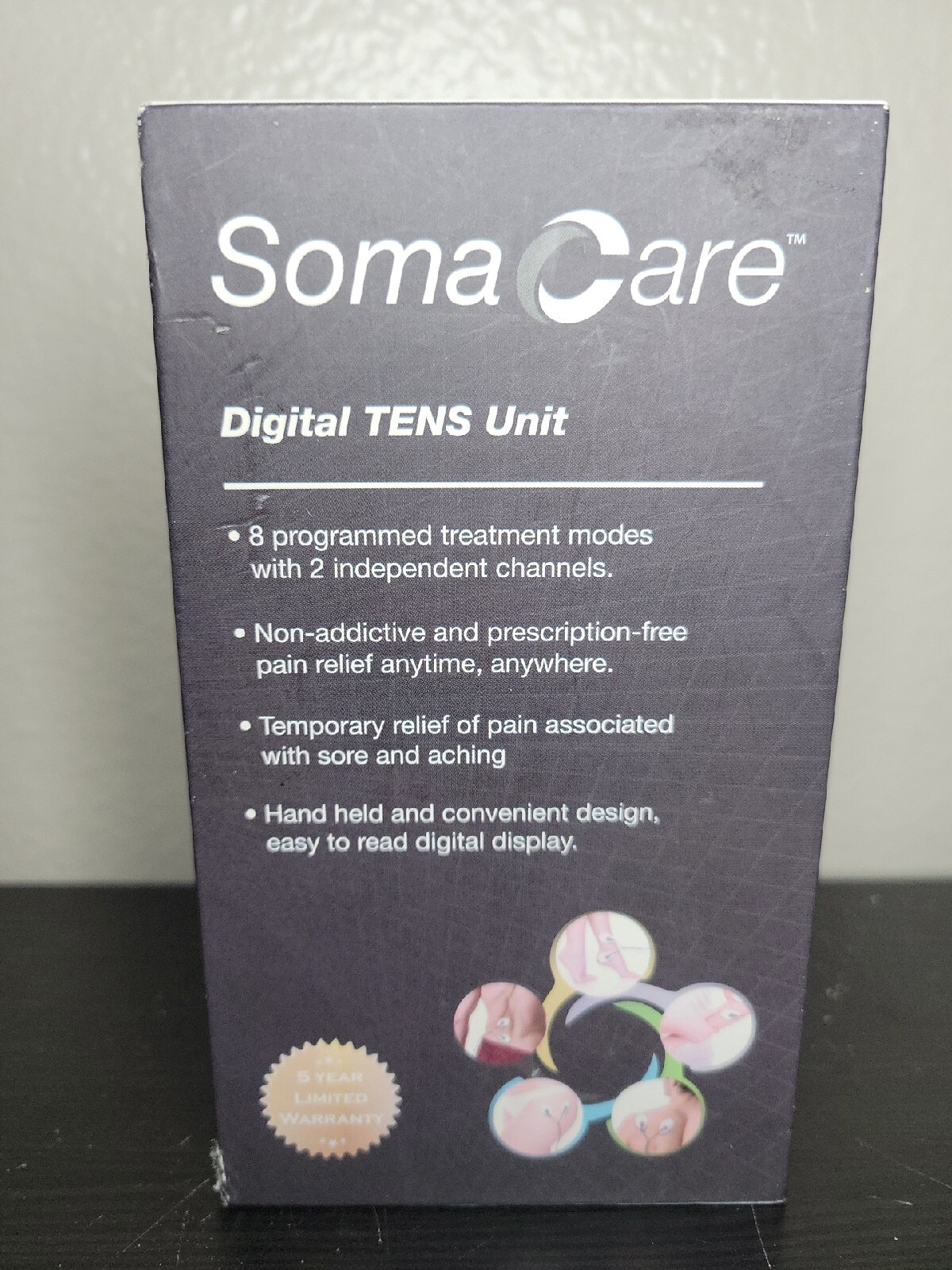 New Soma Care Digital TENS Unit Hand Held 2 Channels 8 Programmed