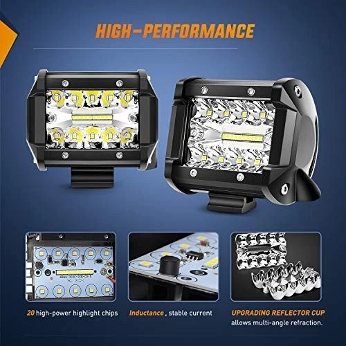 42 Zoll LED Lichtleiste 2 Stück 4 Zoll 60 W Spot Flutlicht Pods Off Road weiß - Bild 7 von 8