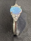 Vintage AVON Sterling Silver Vibrant Synthetic Opal & CZ Ring Size 9 — photo 2