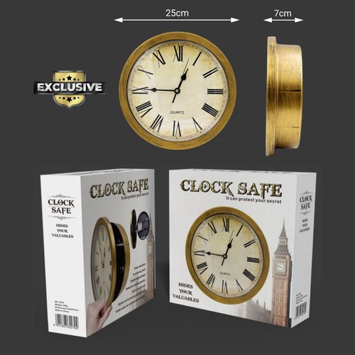 Vintage Clock Safe with Hidden Storage – Secret Wall Safe for Valuables" - Picture 2 of 6