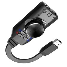 Black USB External Sound Card Virtual 7.1 Channel Adapter Plug For PC Laptop PS5