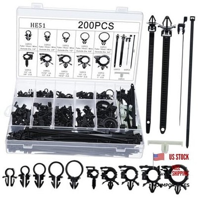 pcs Car Wire Loom Routing Clips Push Mount Cable Tie Assortment 15 Sizes 200