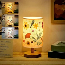 Hortsun Pressed Floral Lamp Bedside Vintage Flower Desk Lamp for Bedroom Living 