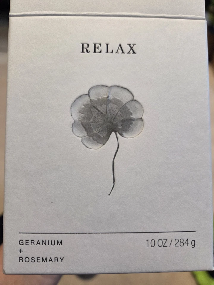 Crate & Barrel Relax Geranium + Rosemary Candle New In Box - Image 3 of 3