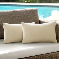 Pack of 2 Outdoor Pillow Covers for Patio 20" x 12" Pack of 2 Beige