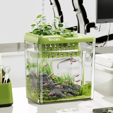 Transparent Fish Tank LED Light Aquarium Ecological Tank Turtle Tank  Desktop