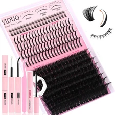Lashes Clusters Kit Bottom Lashes with Spikes 100D Cluster Eyelash Extensions Ki