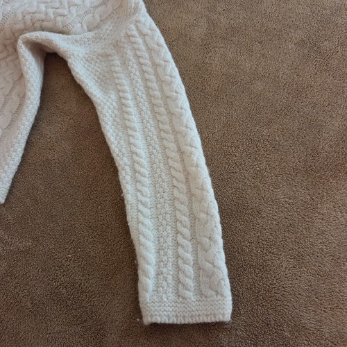 Aran Crafts Ireland Woll-Cardigan mit Knopfleiste Gr. M elfenbein Zopfmuster Fischer - Bild 5 von 8