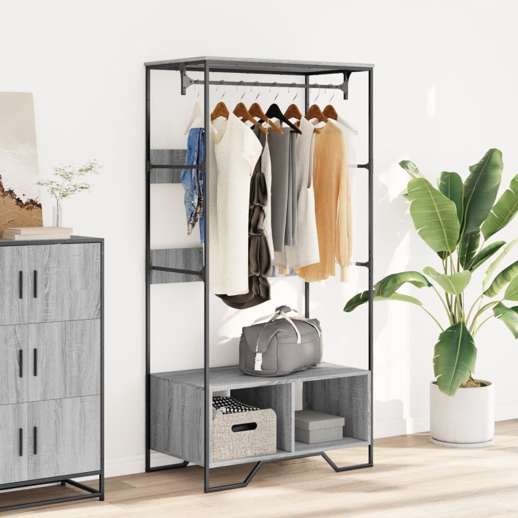Armadio Grigio Sonoma 90x50x180 cm in Truciolato - 3