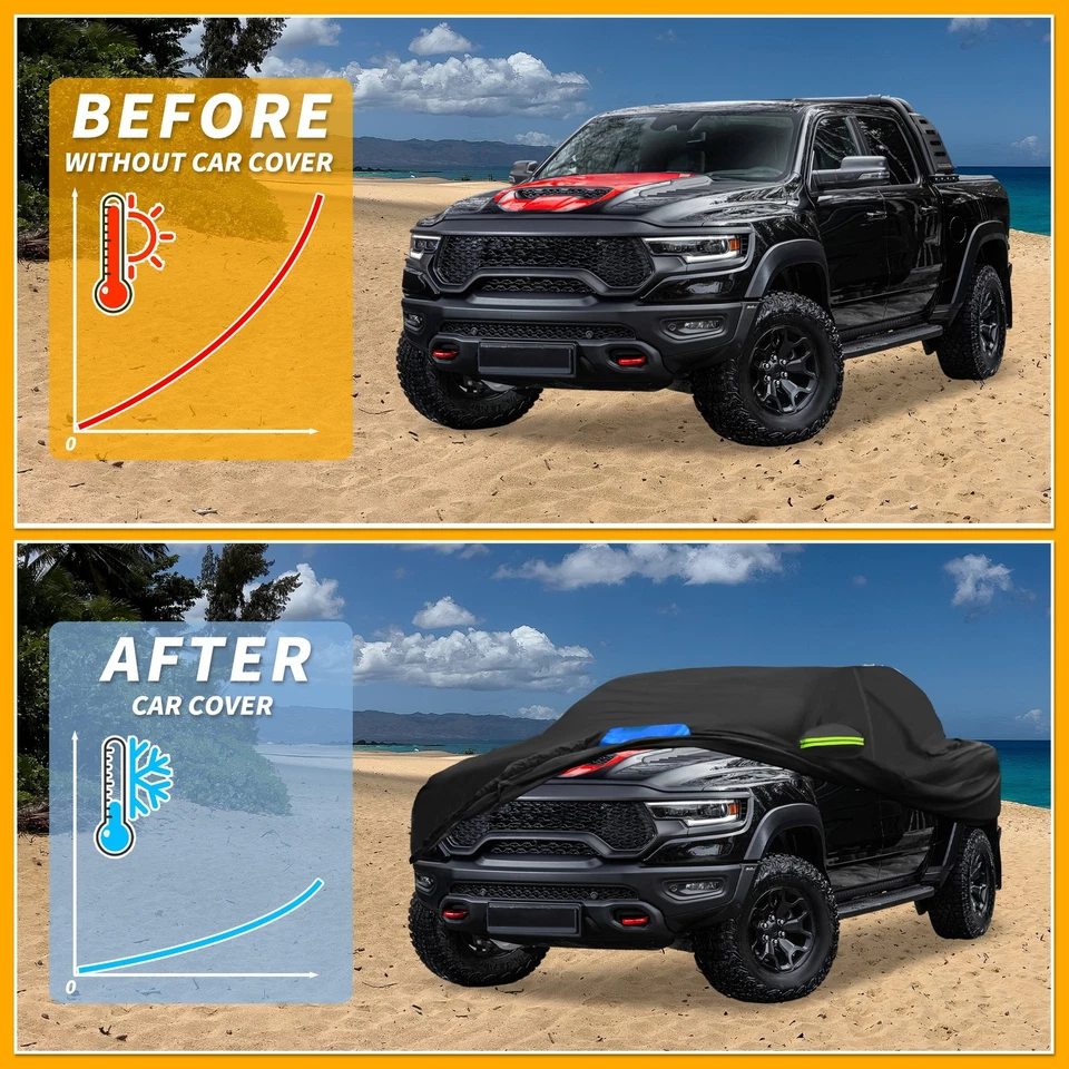 Car Cover All Weather with Left Zippers for Dodge for Ram 210D Black Blue - Изображение 4 из 4