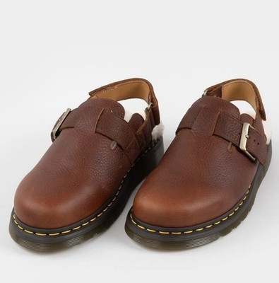 Dr. Martens Jorge II Ambassador Faux Fur Lined Slingback Mules Cognac US 9 New