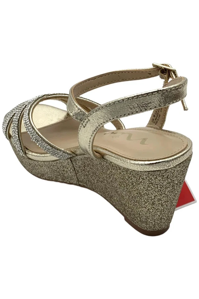 Nina Toddler's Girl Darlary Glitter Platform Wedge Sandal Gold - Image 2 of 3